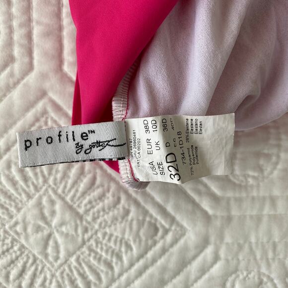 Profile by Gottex Ruched Front Tankini Top Hot Pink Underwire 32D Swimwear - Picture 4 of 4